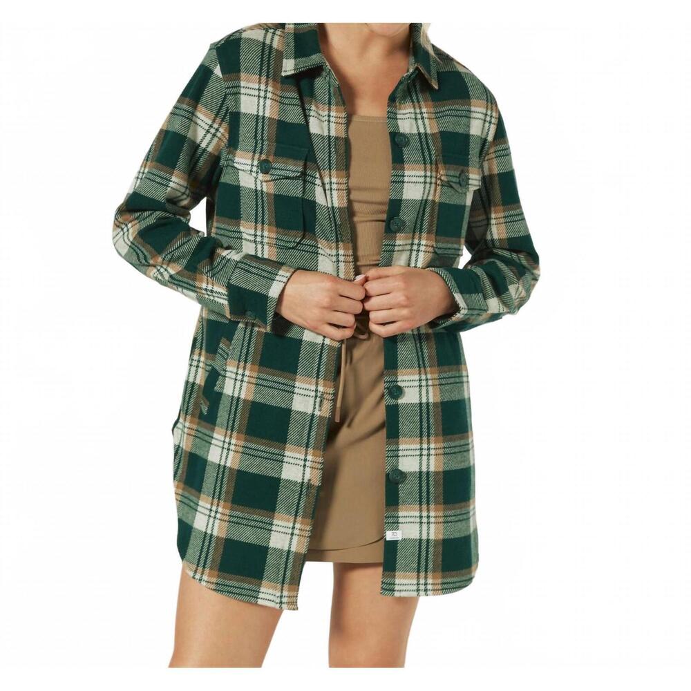 NEW 7DIAMONDS generation plaid soft knit shacket in basil